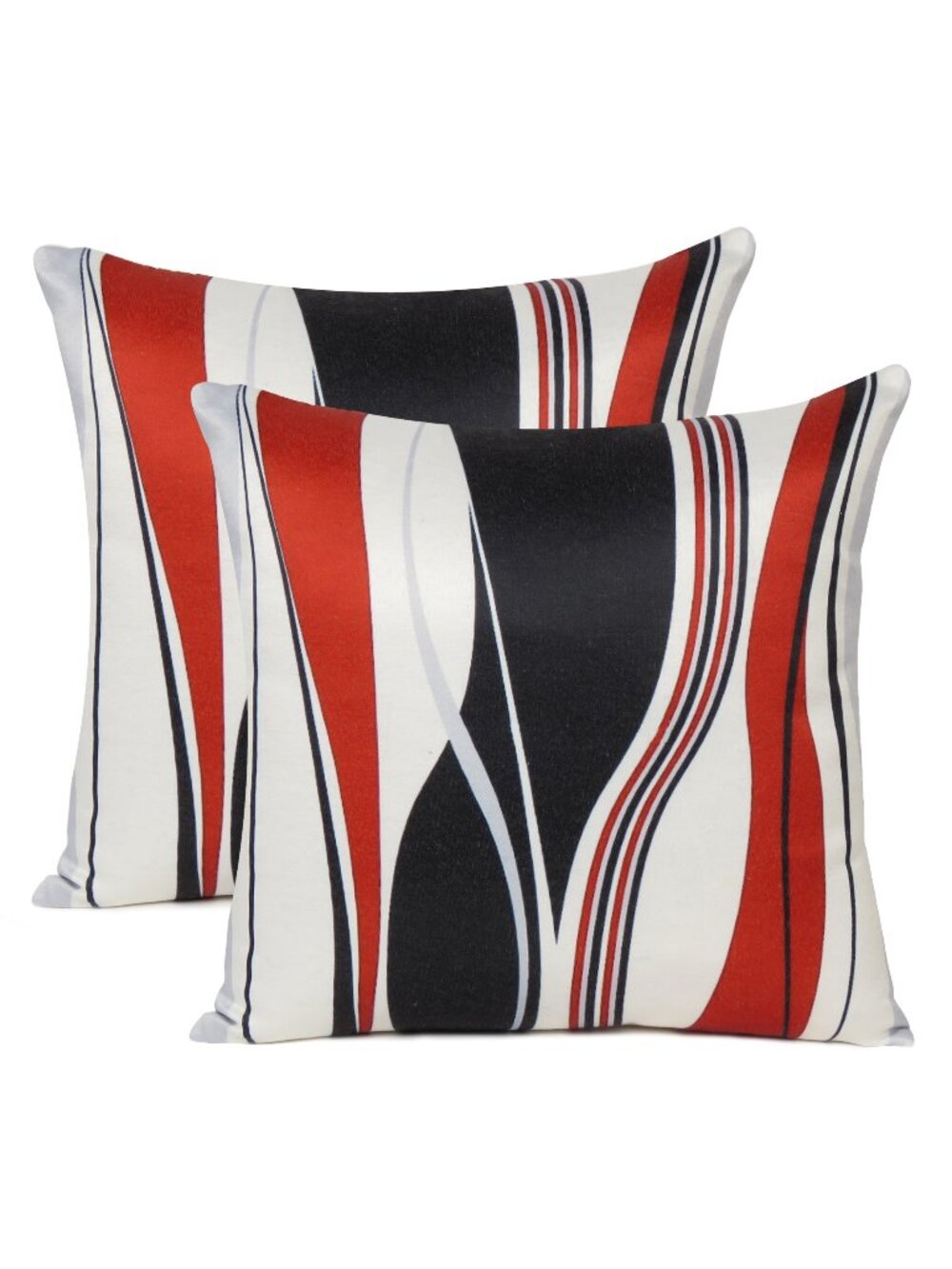 Oussum Throw Pillow Cover Cotton vector wave Printed Pillow Case Set of 2